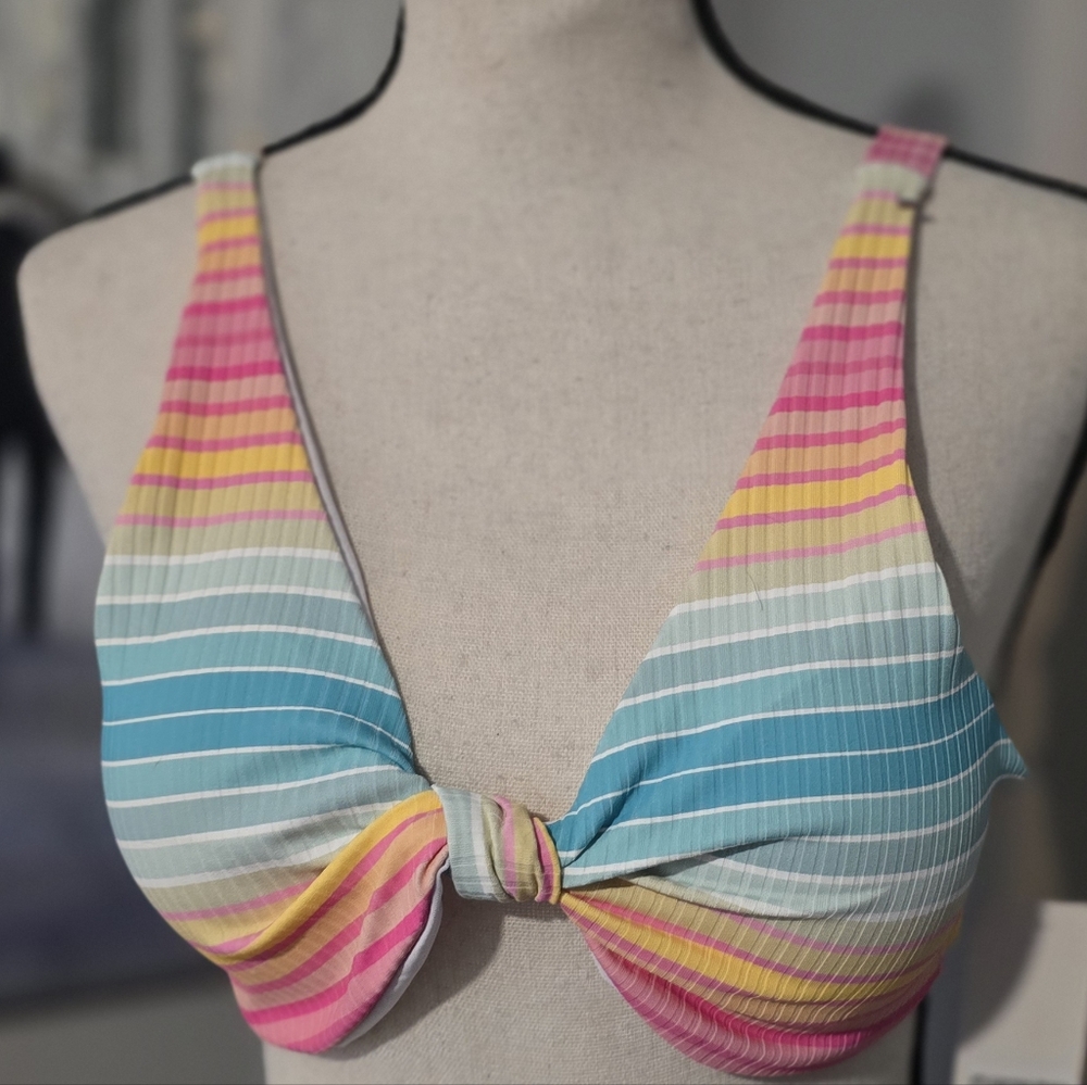 Blushing Brunette Colorful Striped Bikini Top - Picture 3 of 8